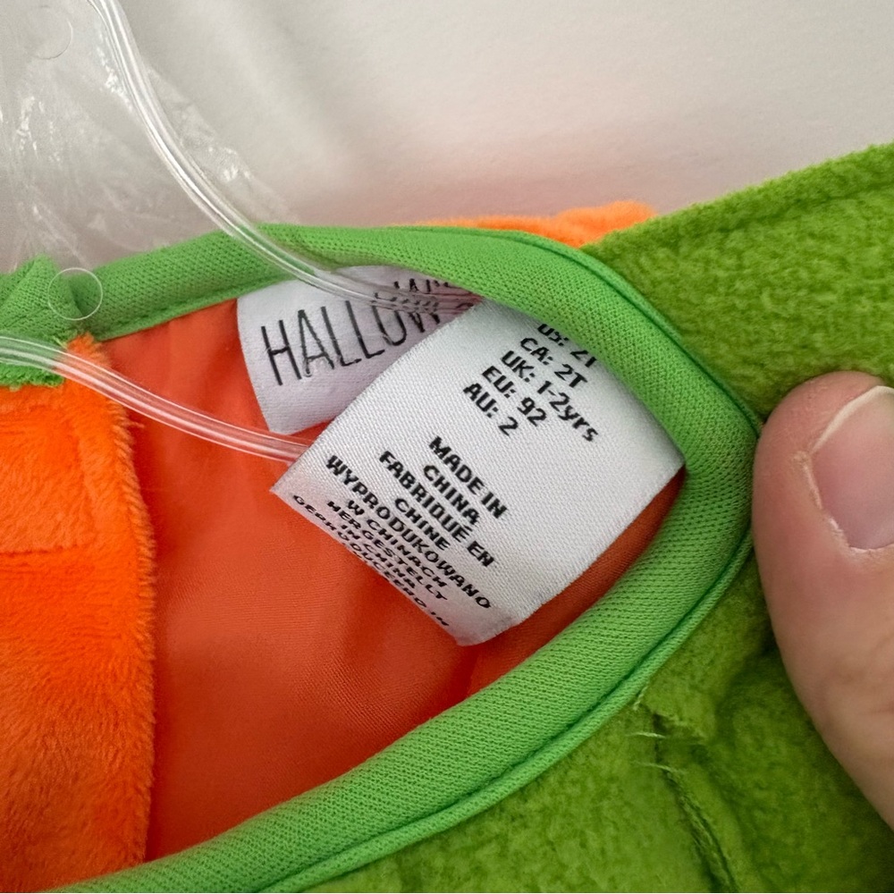 Hallows Eve Glow-in-the-Dark Plush Pumpkin Halloween Costume Vest Size 2T - Picture 4 of 5